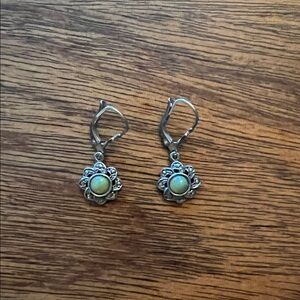 Vintage/Antique Sterling Silver Connemara Marble drop earrings.